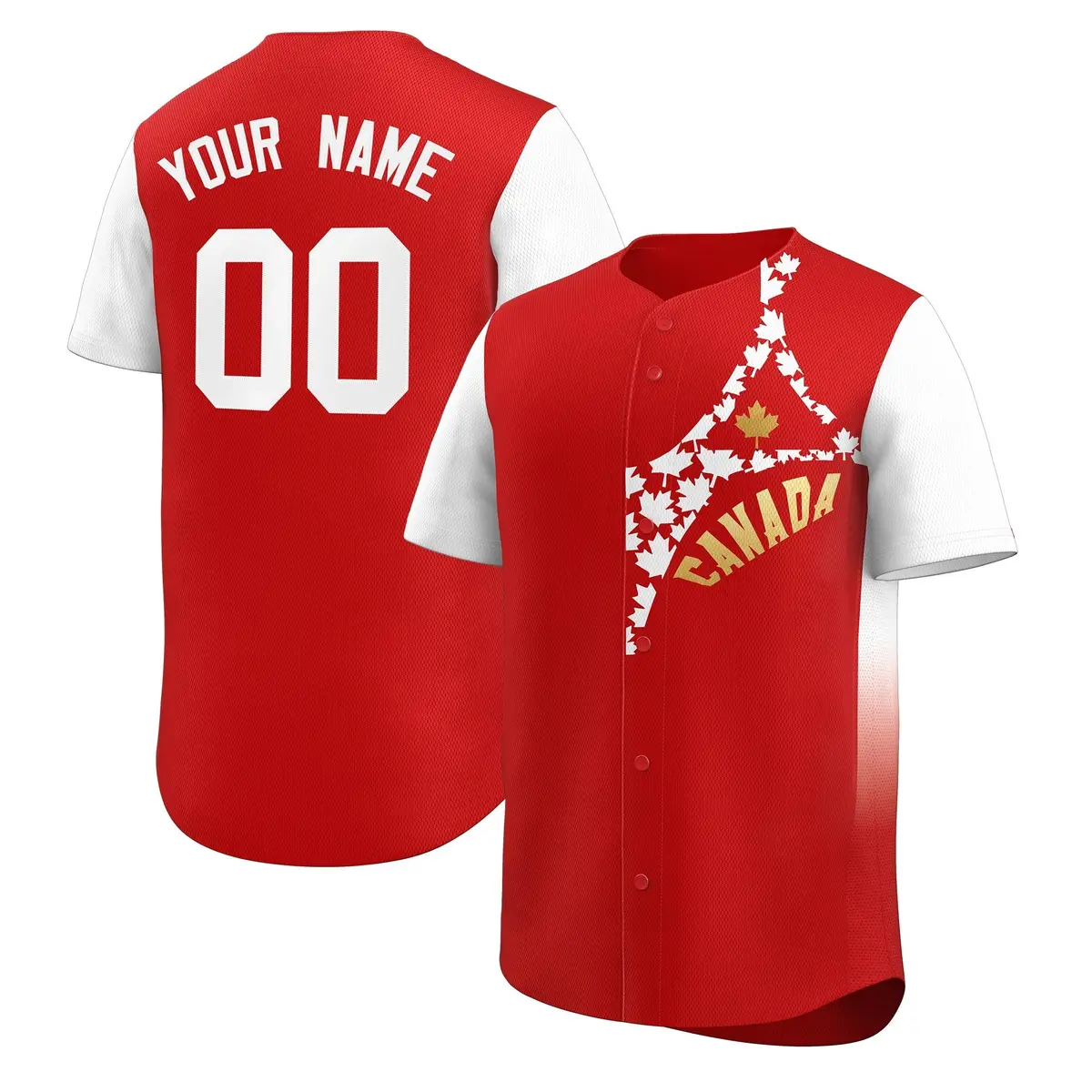 White Red Canada Maple Leaf Graffiti World Cup Baseball Jersey