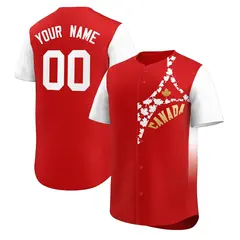 White Red Canada Maple Leaf Graffiti World Cup Baseball Jersey
