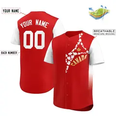 White Red Canada Maple Leaf Graffiti World Cup Baseball Jersey 2