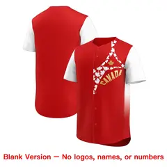 White Red Canada Maple Leaf Graffiti World Cup Baseball Jersey 7