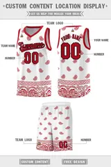 White Red Cashew Pattern Basketball Uniform Jersey 26