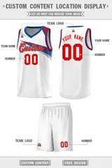 White Red Chest Color Block Basketball Uniform Jersey 2