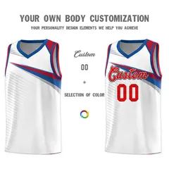 White Red Chest Color Block Basketball Uniform Jersey 3