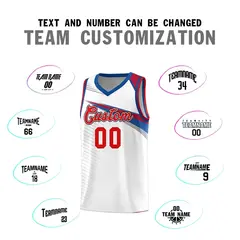 White Red Chest Color Block Basketball Uniform Jersey 4