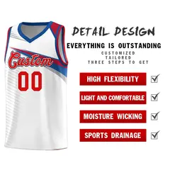 White Red Chest Color Block Basketball Uniform Jersey 5
