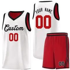 White Red Chest Slash Pattern Basketball Jersey 1