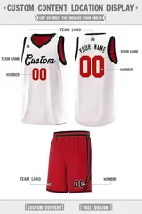 White Red Chest Slash Pattern Basketball Jersey 2