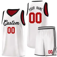 White Red Chest Slash Pattern Basketball Jersey 1