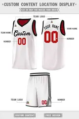 White Red Chest Slash Pattern Basketball Jersey 2