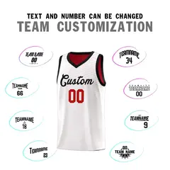 White Red Chest Slash Pattern Basketball Jersey 3