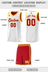 White Red Chest Slash Pattern Basketball Jersey 2