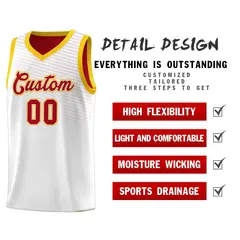 White Red Chest Slash Pattern Basketball Jersey 4