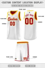 White Red Chest Slash Pattern Basketball Jersey 2