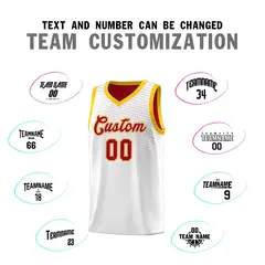 White Red Chest Slash Pattern Basketball Jersey 3