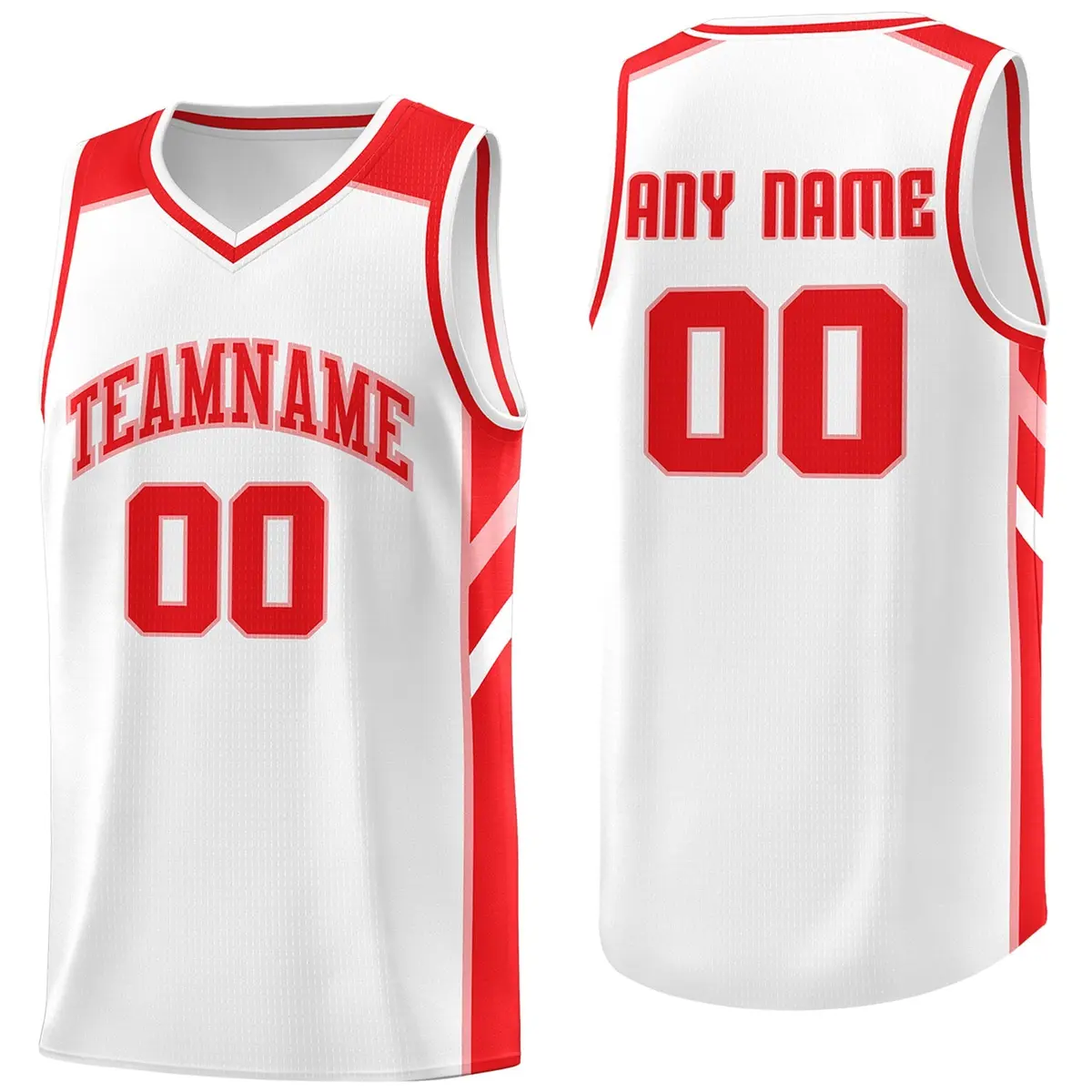 White Red Classic Athletic Basketball Jersey