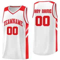 White Red Classic Athletic Basketball Jersey