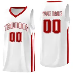 White Red Classic Athletic Basketball Jersey