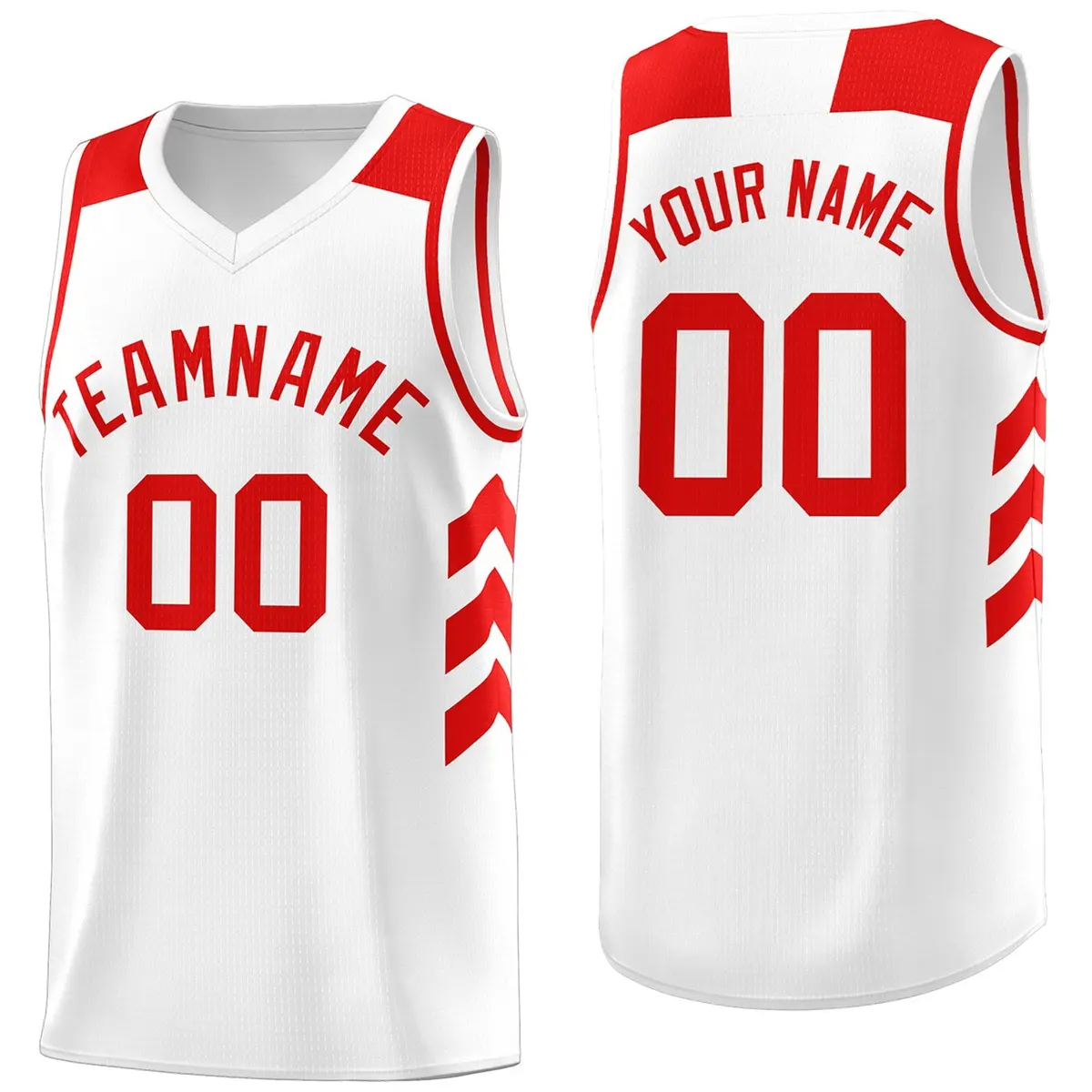 Men's White Red Classic Athletic Basketball Jersey