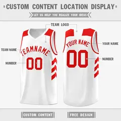 Men's White Red Classic Athletic Basketball Jersey 2