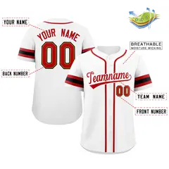 White Red Classic Authentic Baseball Jersey 2