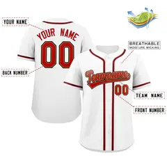 White Red Classic Authentic Baseball Jersey 2