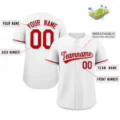 White Red Classic Authentic Baseball Jersey 2
