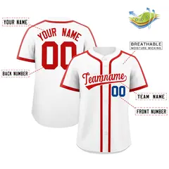 White Red Classic Authentic Baseball Jersey 2
