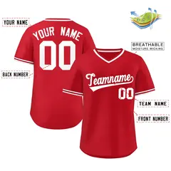 White Red Classic Authentic Pullover Baseball Jersey 2