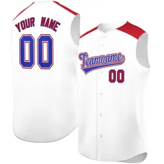White Red Classic Authentic Sleeveless Baseball Jersey