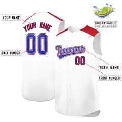 White Red Classic Authentic Sleeveless Baseball Jersey 2