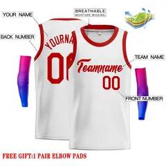 White Red Classic Casual Men Basketball Jersey 2