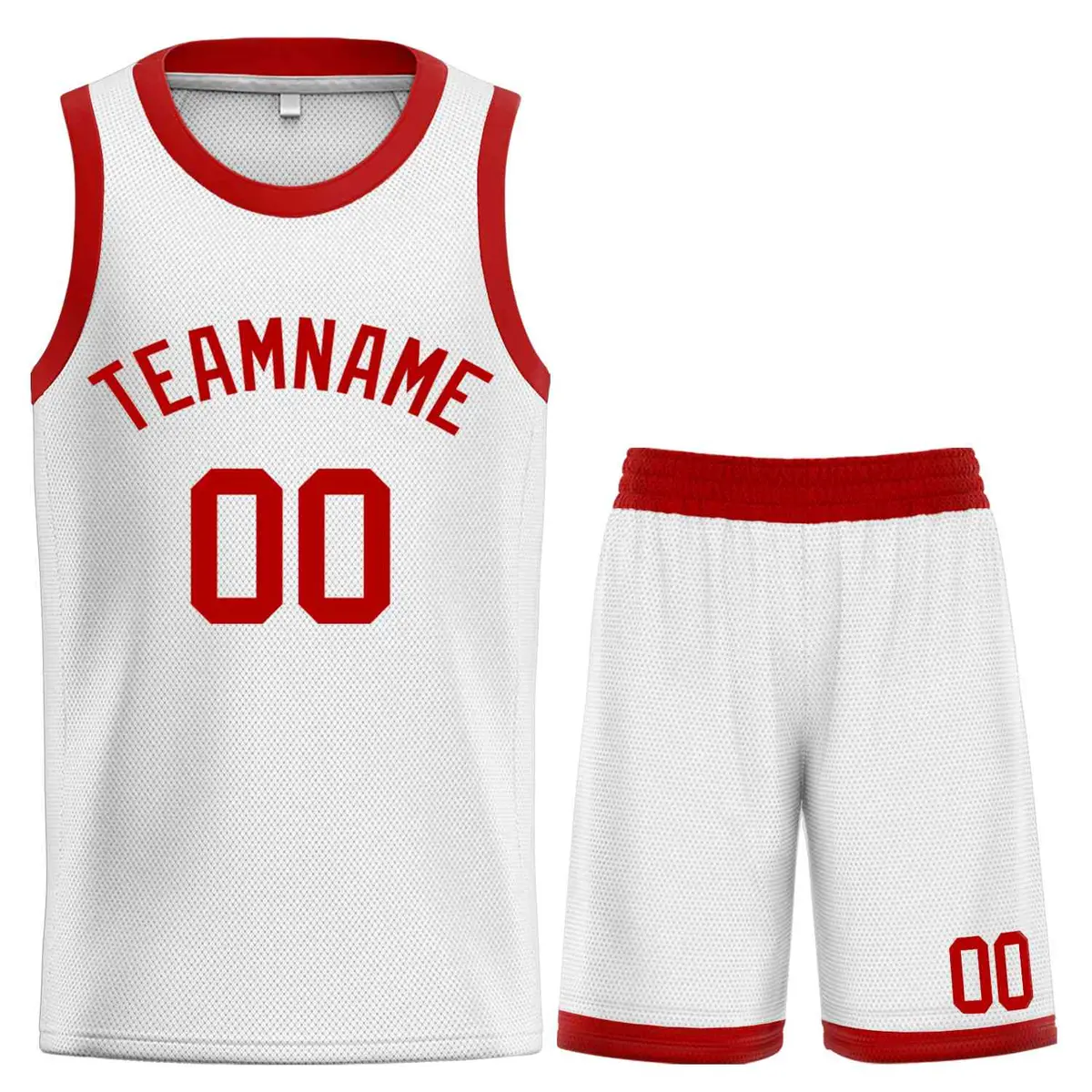 White Red-Classic Curved Sets Basketball Jersey
