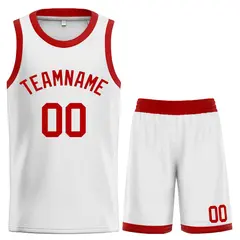 White Red-Classic Curved Sets Basketball Jersey