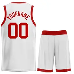 White Red-Classic Curved Sets Basketball Jersey 2