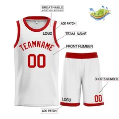 White Red-Classic Curved Sets Basketball Jersey 3