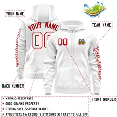 White Red Classic Full-Zip Varsity Letterman Jacket Hoodie 4