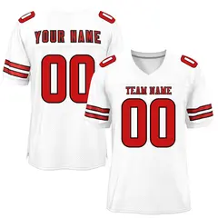 White Red Classic Mesh Authentic Football Jersey