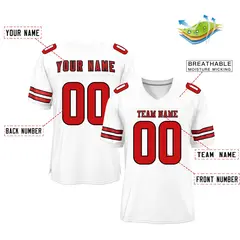 White Red Classic Mesh Authentic Football Jersey 2