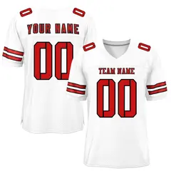 White Red Classic Mesh Authentic Football Jersey