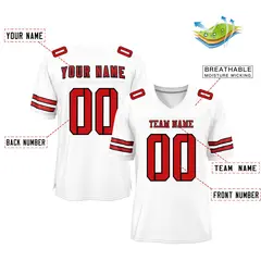 White Red Classic Mesh Authentic Football Jersey 2