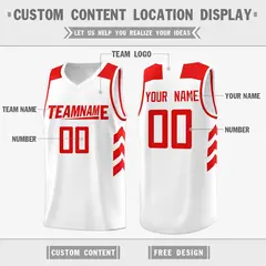 White Red Classic Mesh Sport Basketball Jersey 2