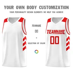 White Red Classic Mesh Sport Basketball Jersey 3