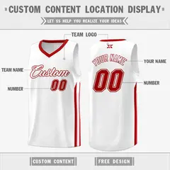 White Red Classic Mesh Sport Basketball Jersey 2