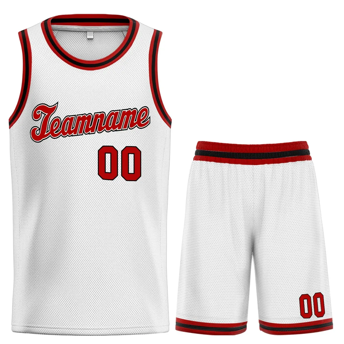 White Red Classic Sets Basketball Jersey