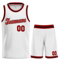 White Red Classic Sets Basketball Jersey 1