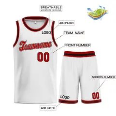 White Red Classic Sets Basketball Jersey 3