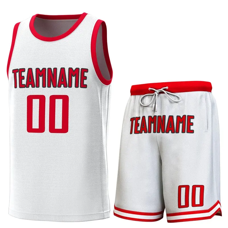 White Red Classic Sets Basketball Jersey