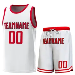 White Red Classic Sets Basketball Jersey 1