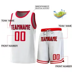 White Red Classic Sets Basketball Jersey 2