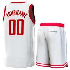 White Red Classic Sets Basketball Jersey 3